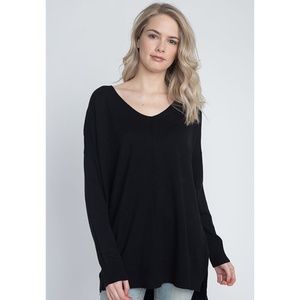 Dreamers by Debut Black V Neck Front Seam Sweater